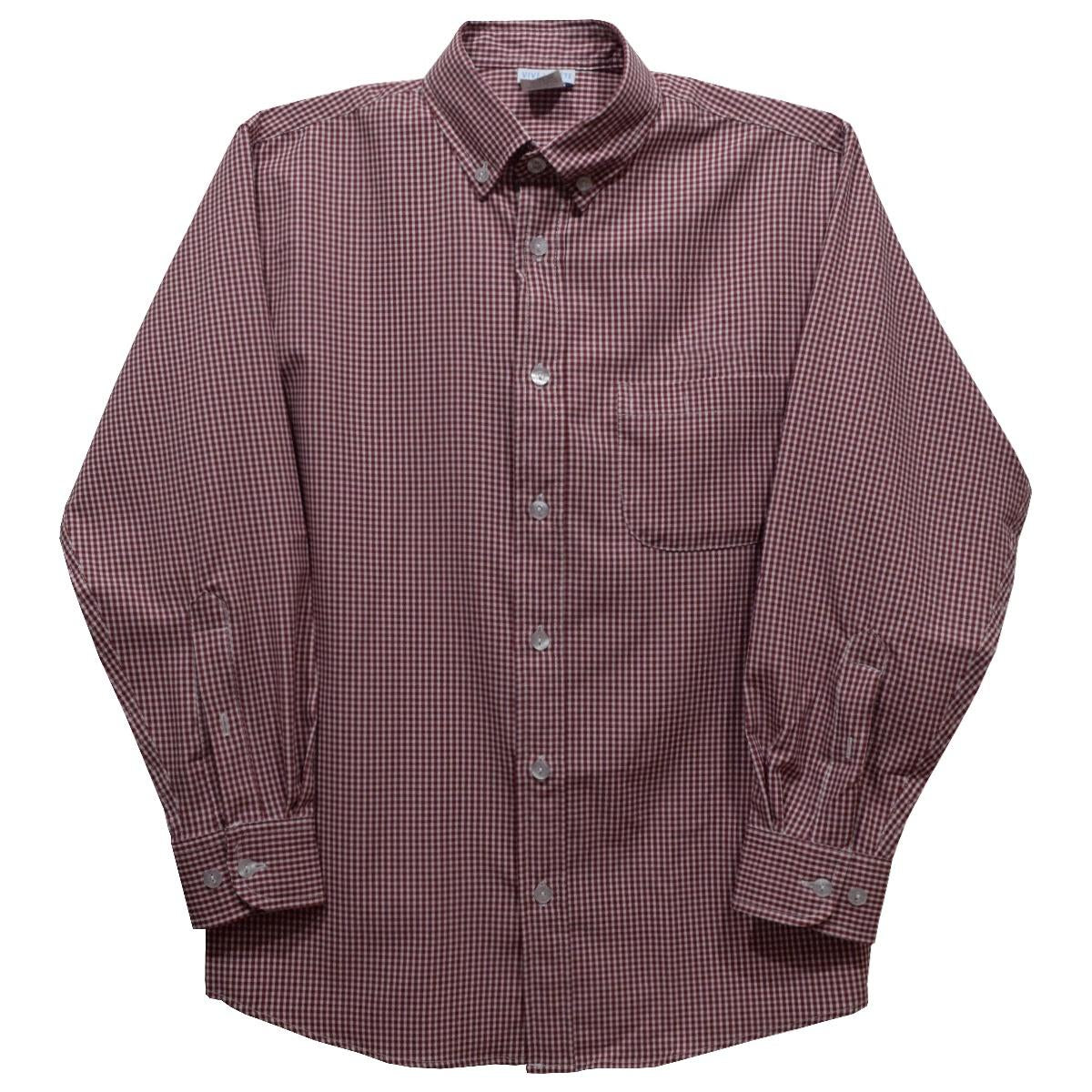 MAROON GINGHAM L/S