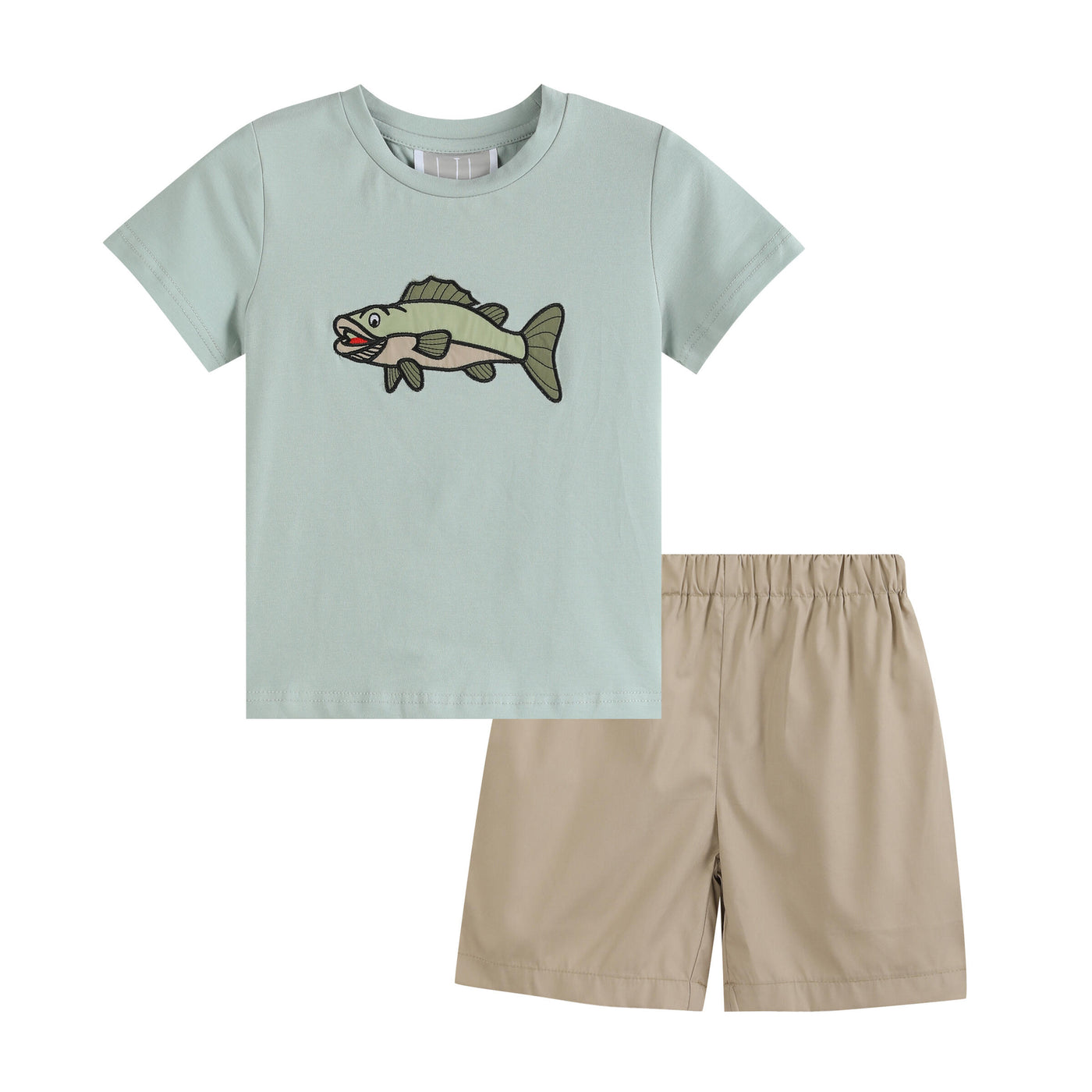 Khaki Green Fish T-Shirt and Shorts