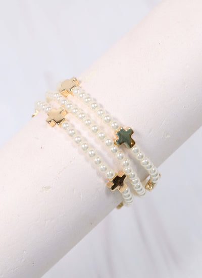 Meynell Cross Pearl Bracelet Set