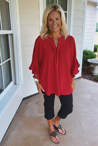 NORA BLOUSE -RED (PLUS)