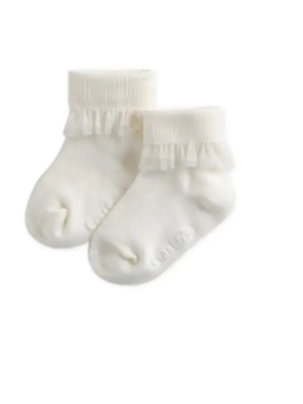 Chiffon Frill Ankle Socks -IVORY