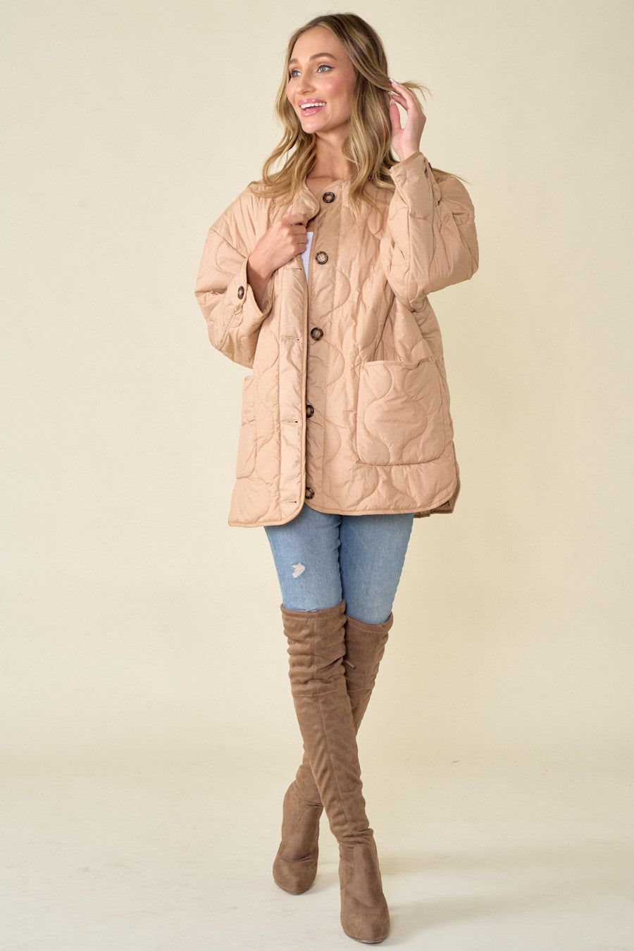 QUILTED JACKET - MOCHA