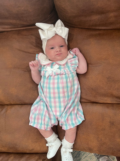 Pink and Turquoise  Romper