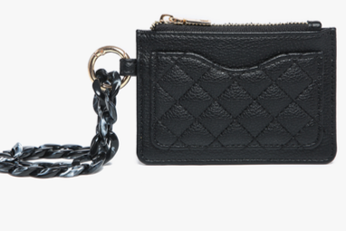 RHODES QUILTED WALLET W/CHAIN -BLACK