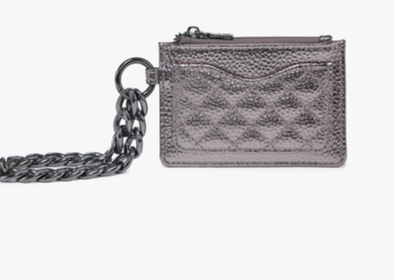 RHODES QUILTED WALLET W/CHAIN -GUNMETAL