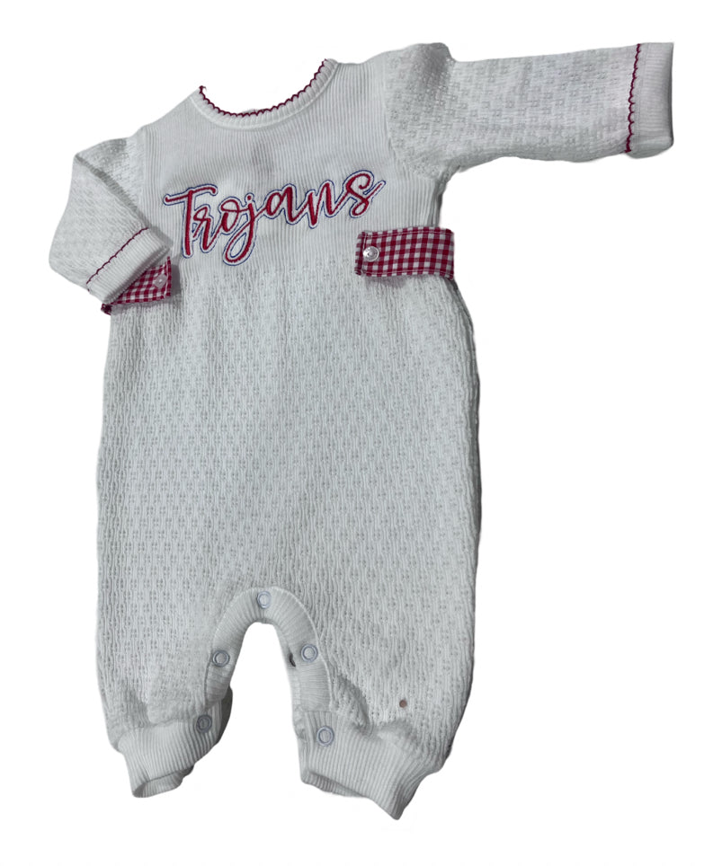 PATY ROMPER - RED GINGHAM TROJANS