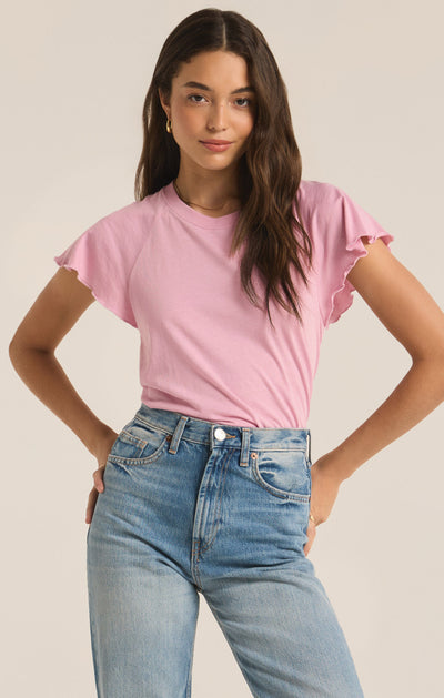 ABBY FLUTTER TEE - SUNSET MAUVE