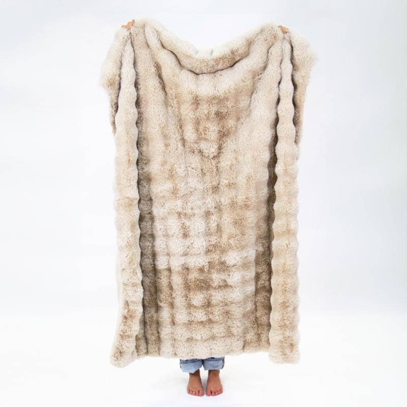 Tan Faux Fur Throw Blanket