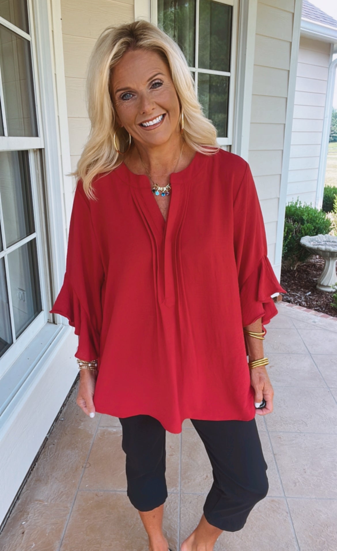 NORA BLOUSE -RED (PLUS)