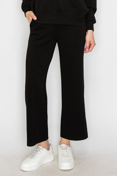 WIDE LEG SCUBA PANTS - BLACK