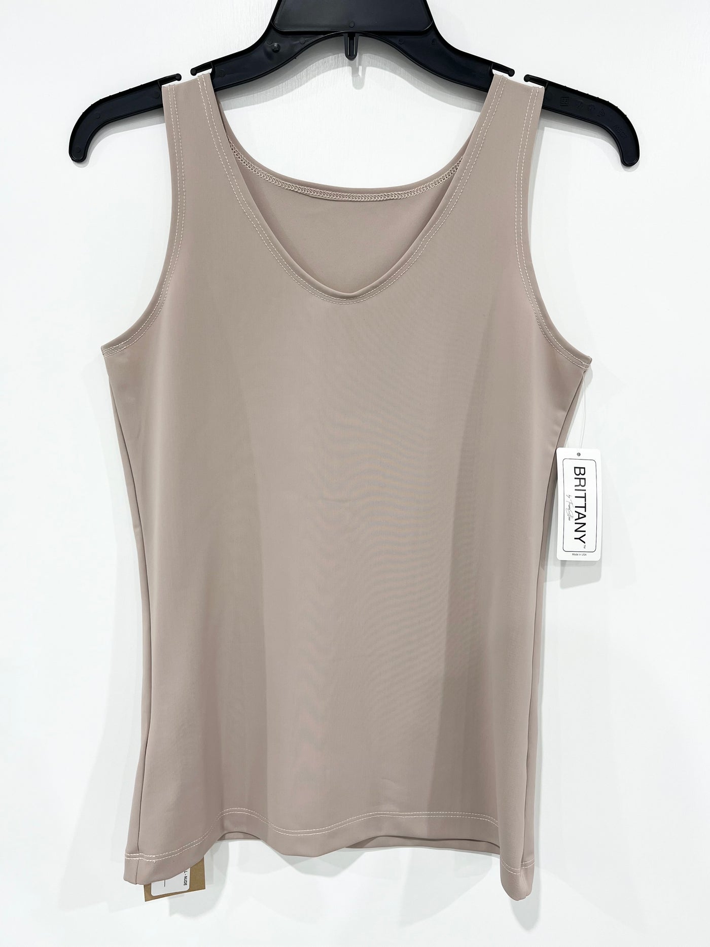 V-JEWEL NECK SHELL - NUDE