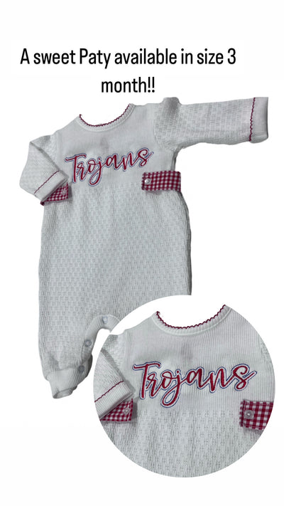 PATY ROMPER - RED GINGHAM TROJANS