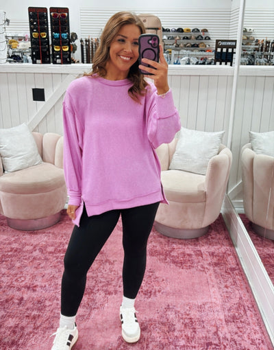 KAYLAN MELANGE SWEATER -BRIGHT MAUVE