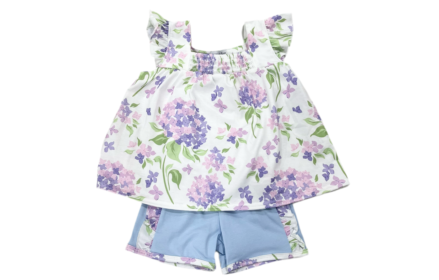 PURPLE FLORAL RUFFLE SHORTS