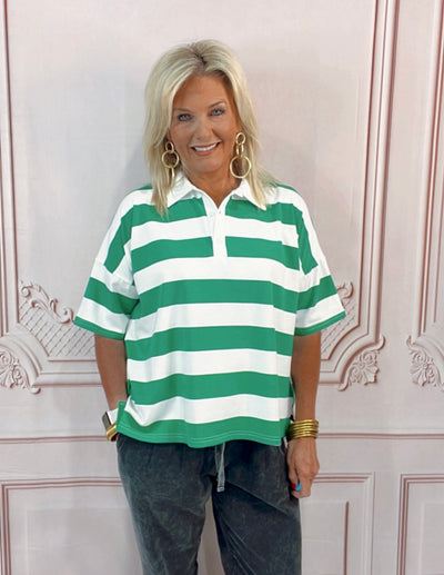 GREEN STRIPE TOP