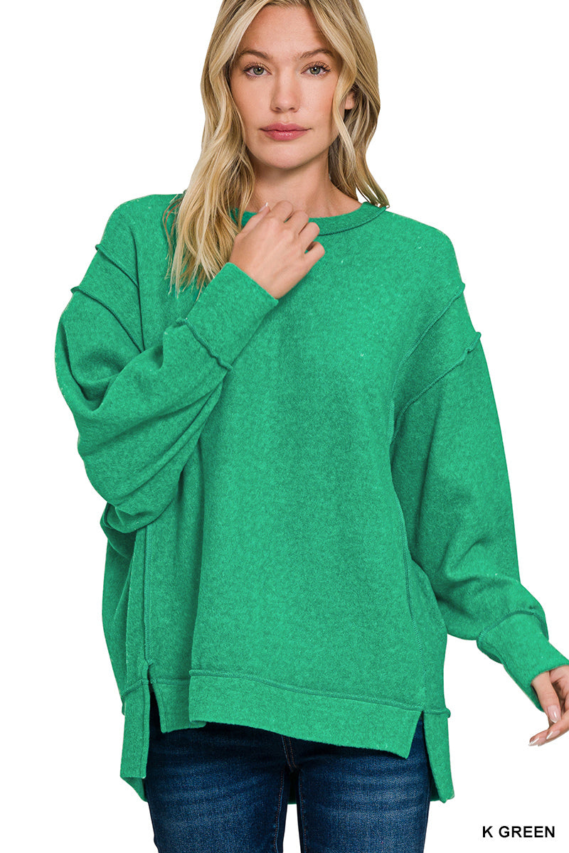 KAYLAN MELANGE SWEATER -KELLY GREEN