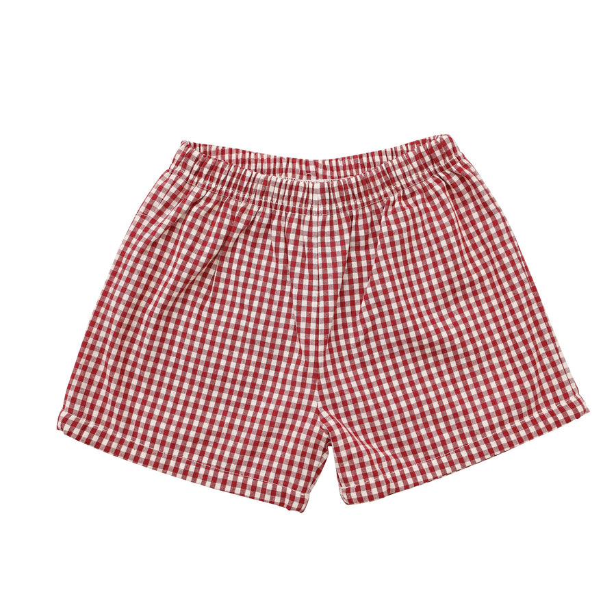 GINGHAM SHORTS - MAROON