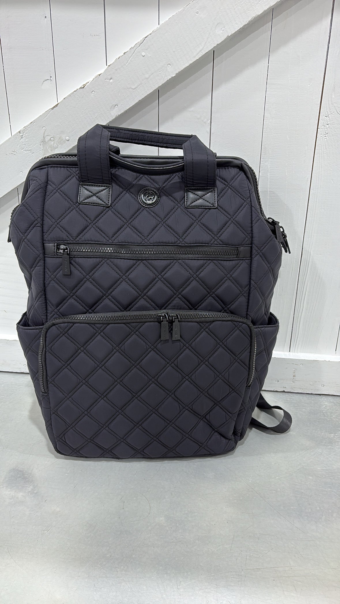 Quilted Nylon Workbook Backpack - Black