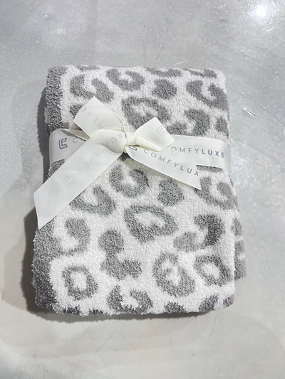 GRAY LEOPARD KID'S BLANKET