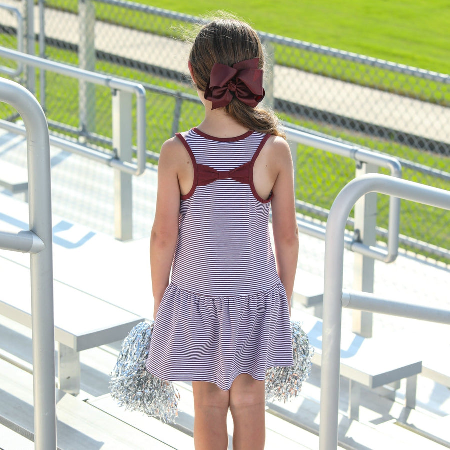 BOW BACK CHEER DRESS - MAROON