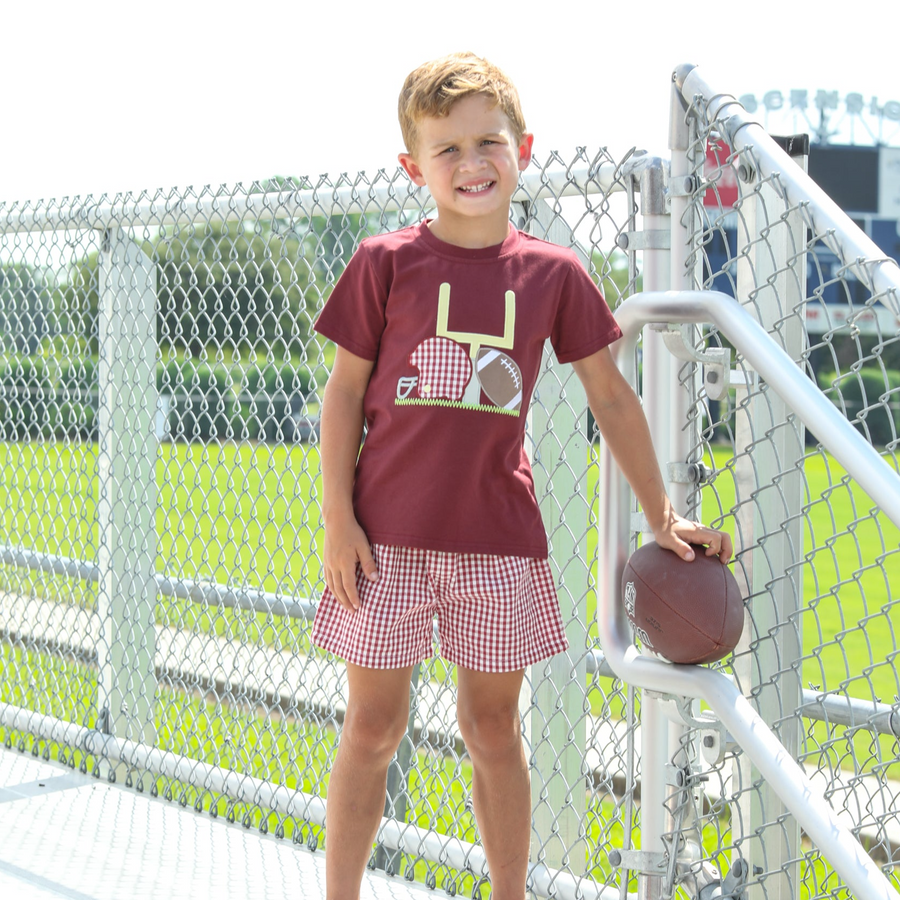 GINGHAM SHORTS - MAROON