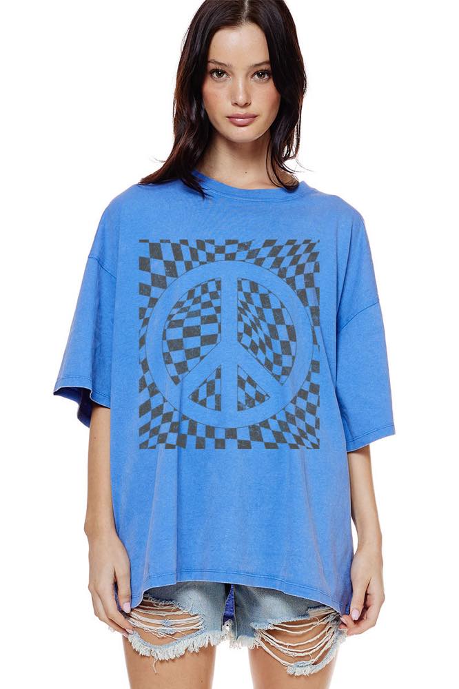 CHECKERED PEACE TEE