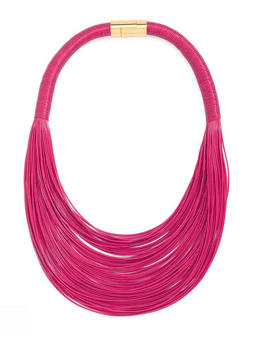 LAYERED LEATHER ROPE COLLAR NECKLACE