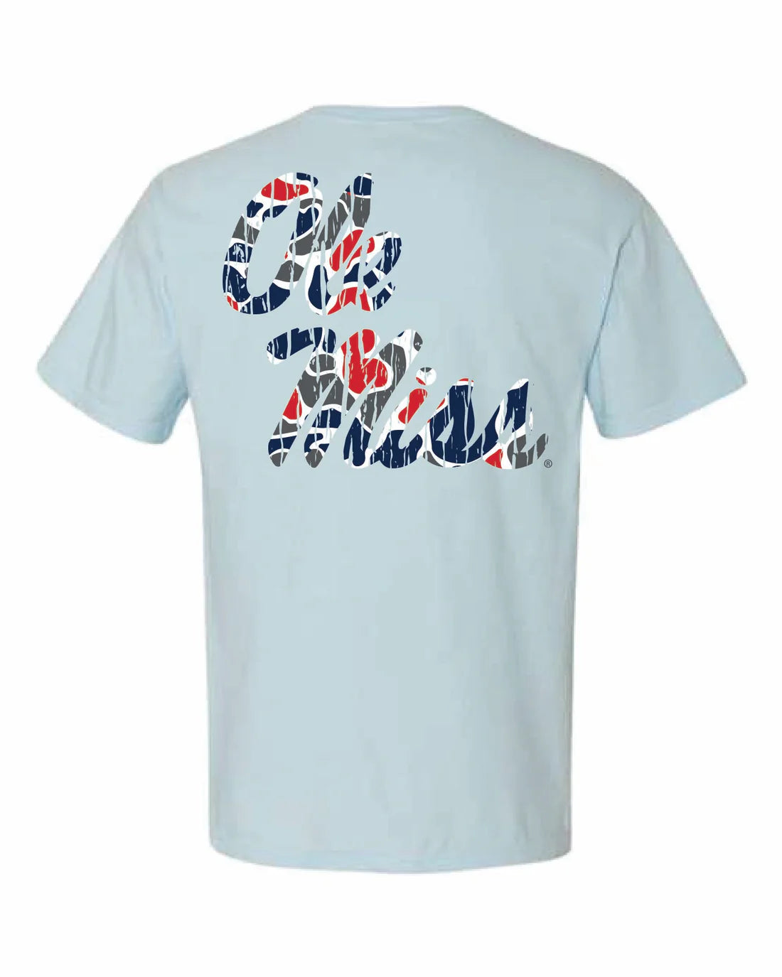 Ole Miss Script Camo Tee