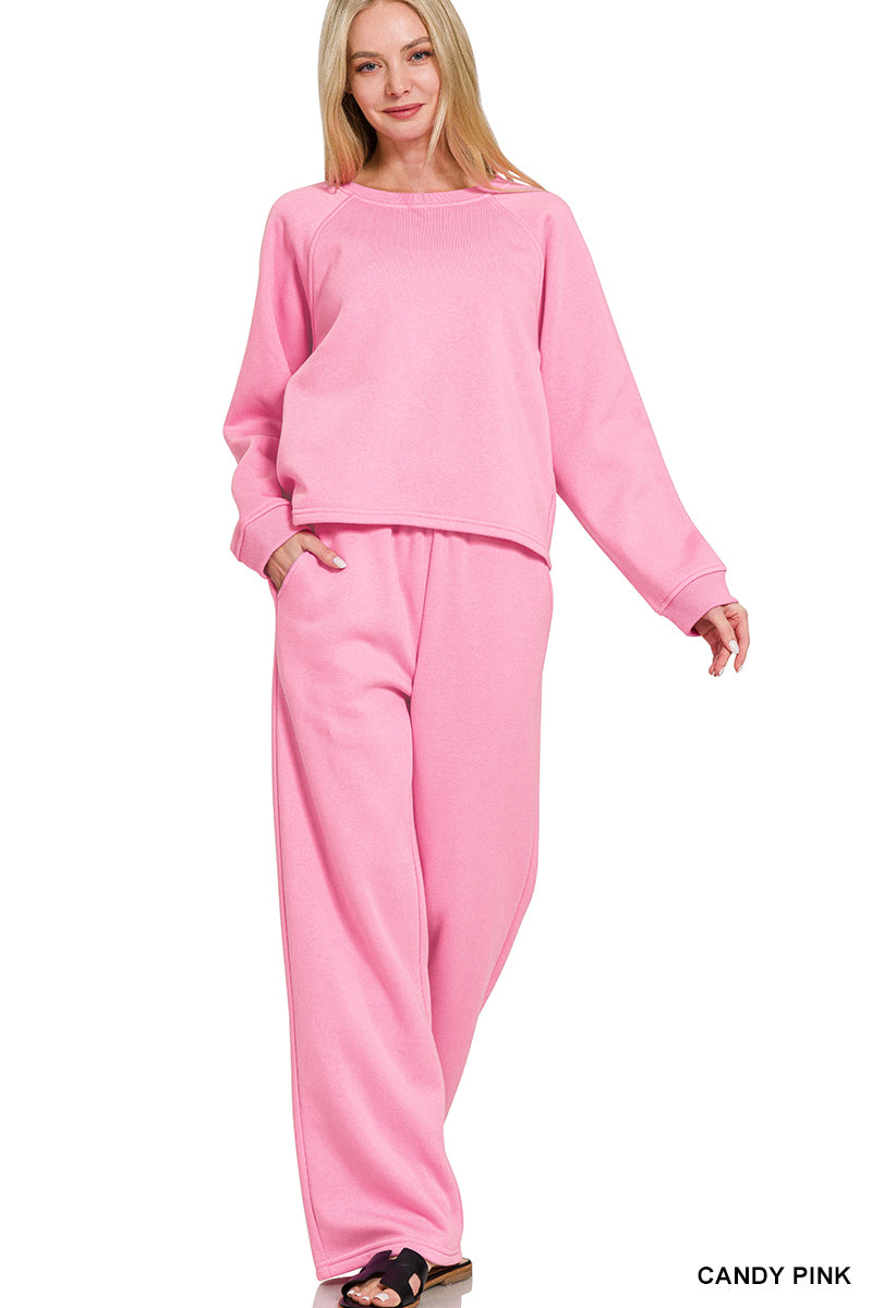 FLEECE RAGLAN SET - CANDY PINK