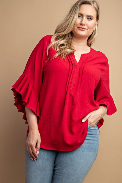 NORA BLOUSE -RED (PLUS)