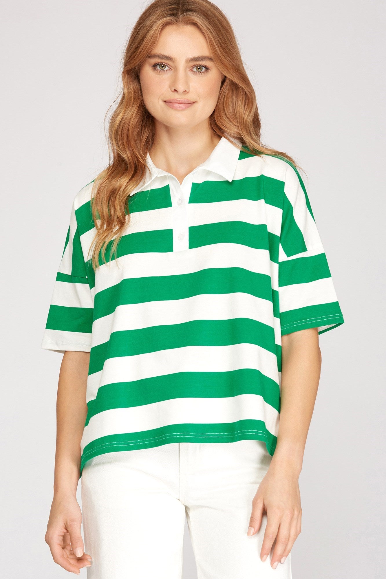 GREEN STRIPE TOP