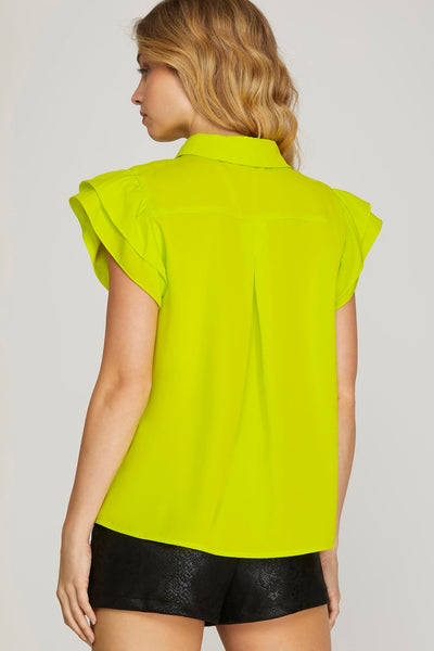 YELLOW FLUTTER TOP