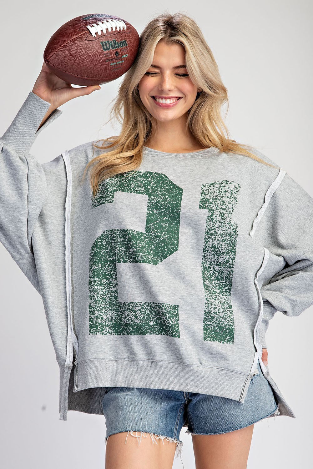 FADED VARSITY PULLOVER - GREEN