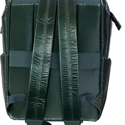 QUILTED METALLIC PUFFER BACKPACK - EMERALD