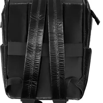 QUILTED METALLIC PUFFER BACKPACK - BLACK