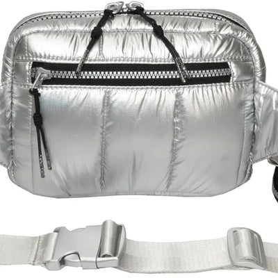 Quilted Nylon Passport Sling Bag - CHROME