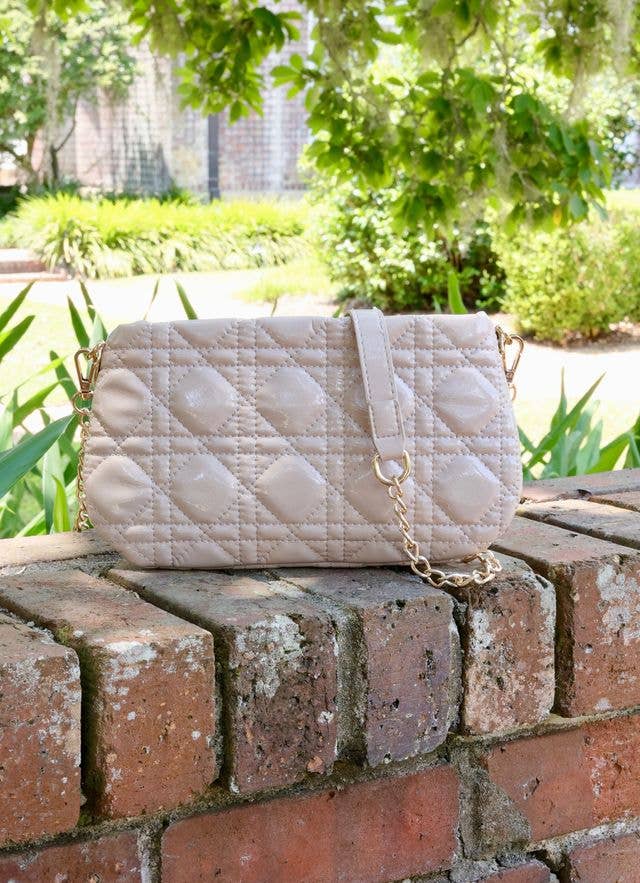 Livi Quilted Crossbody Nude Patent