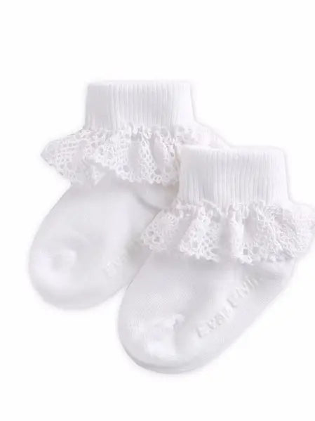 Chiffon Frill Ankle Socks - Classic White