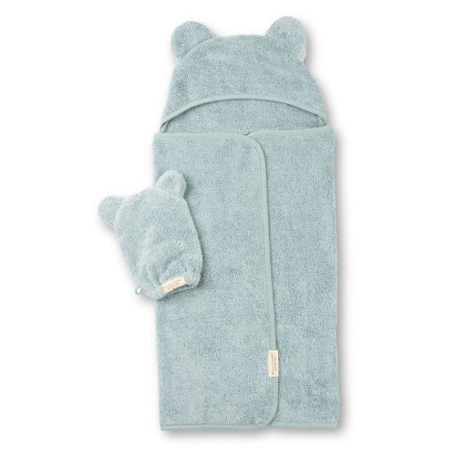 HOODED TOWEL + WASH MITT SET - FOG