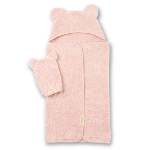 HOODED TOWEL + WASH MITT SET - BLUSH