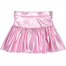 METALLIC GATHERED SKORT - LT PINK