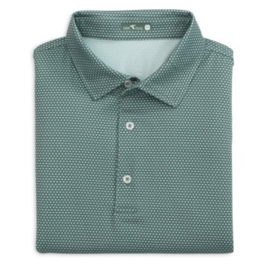 GREEN 3D CUBES PRINTED PERFORMANCE POLO