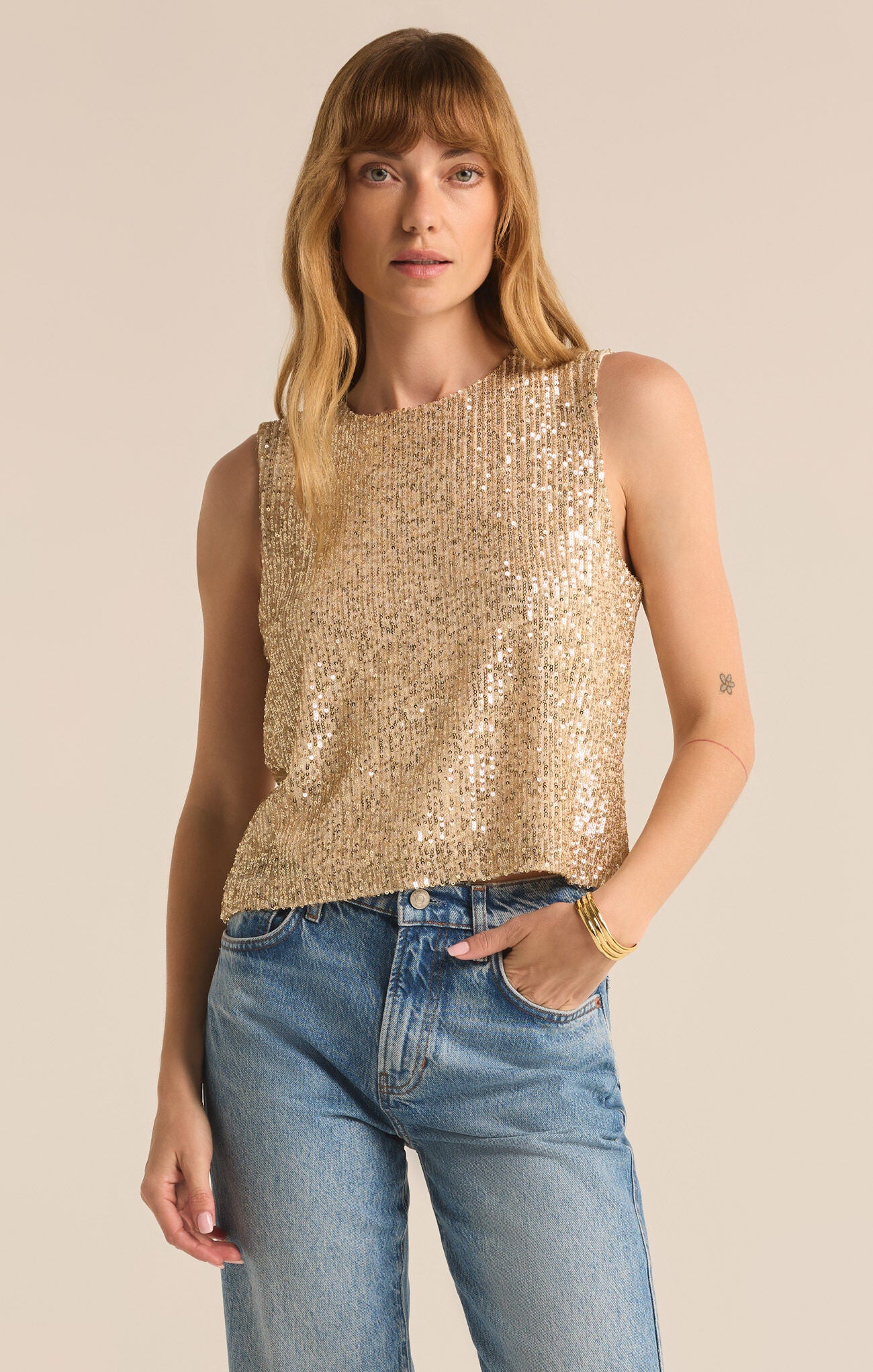 SLOANE SEQUIN TOP - CHAMPAGNE