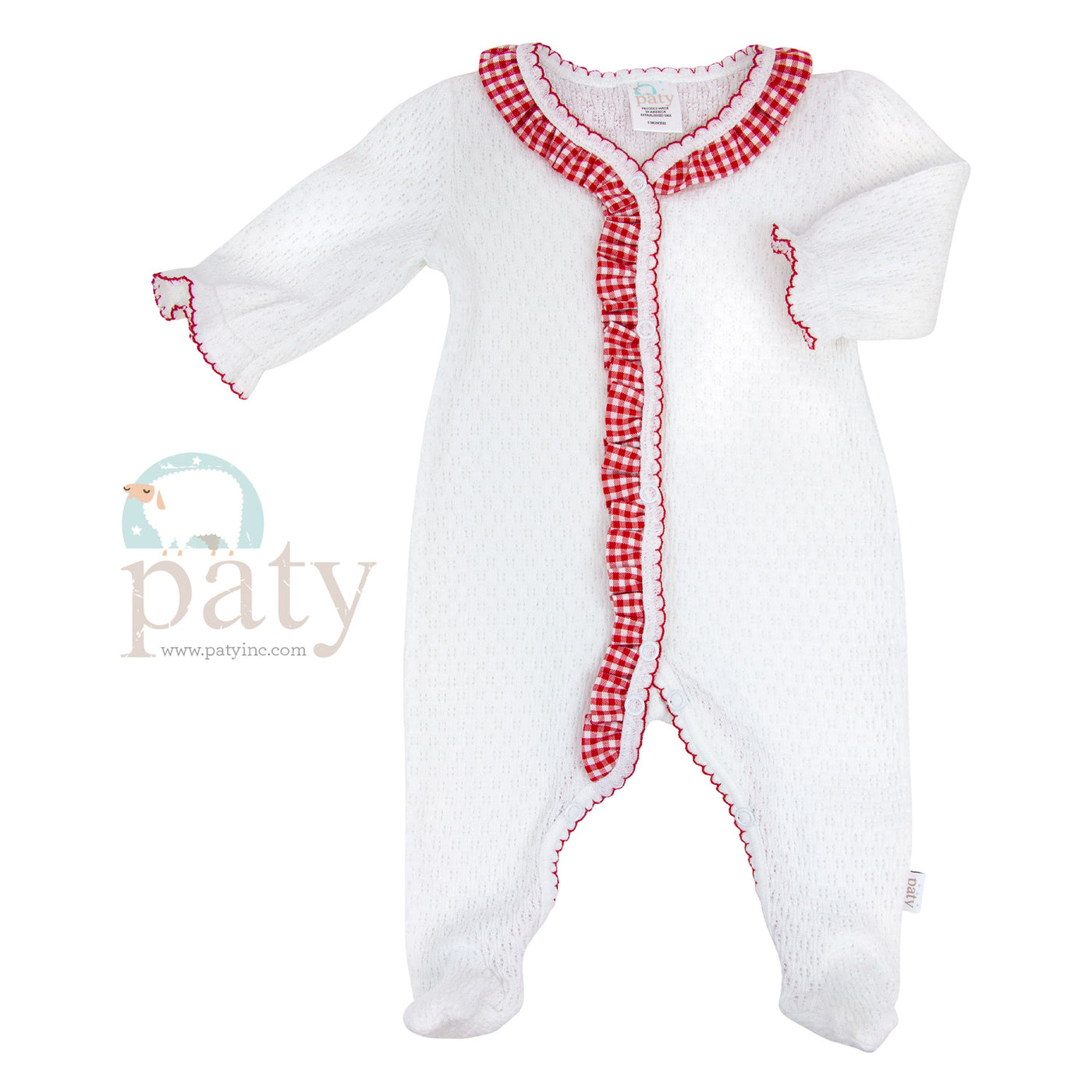 PATY FOOTIE - TRIM RED GINGHAM