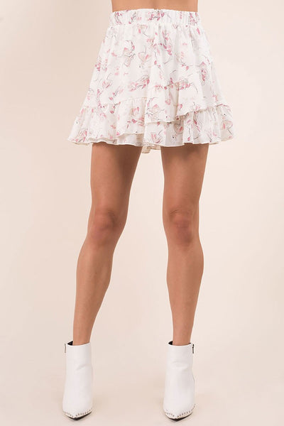 RUFF FLORAL SKIRT